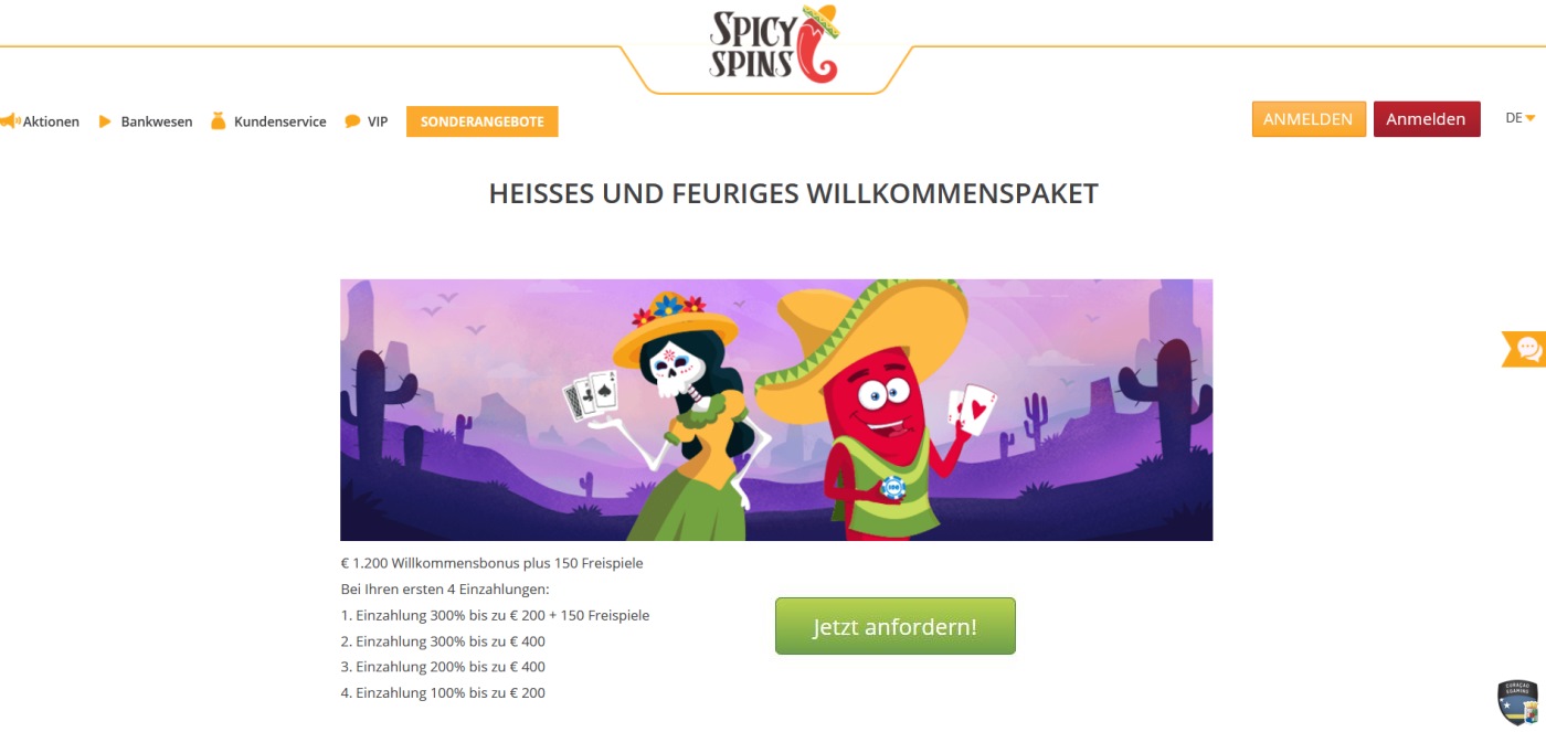 spicy spins bonus 1200 eur